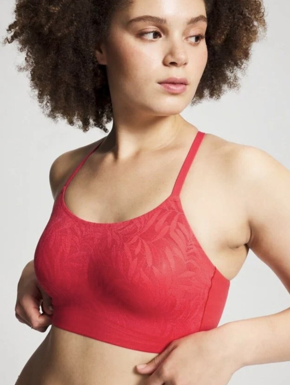 Soma Enbliss Luxe‎ Lace Back Bralette Red Adjustable Wireless Bra Womens Size XL
